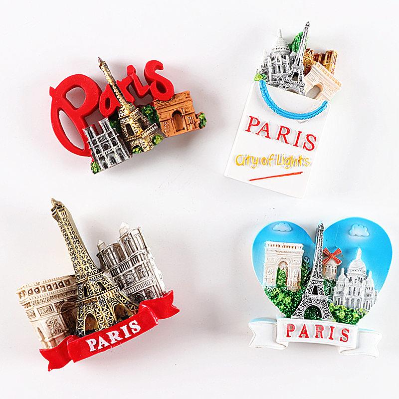 欧式国外冰箱贴法国巴黎凯旋门圣心大教堂立体造型出国纪念品