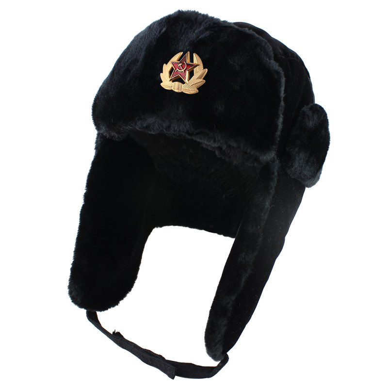 苏联徽章雷锋帽防风防水男女户外帽加厚护耳俄罗斯保暖帽