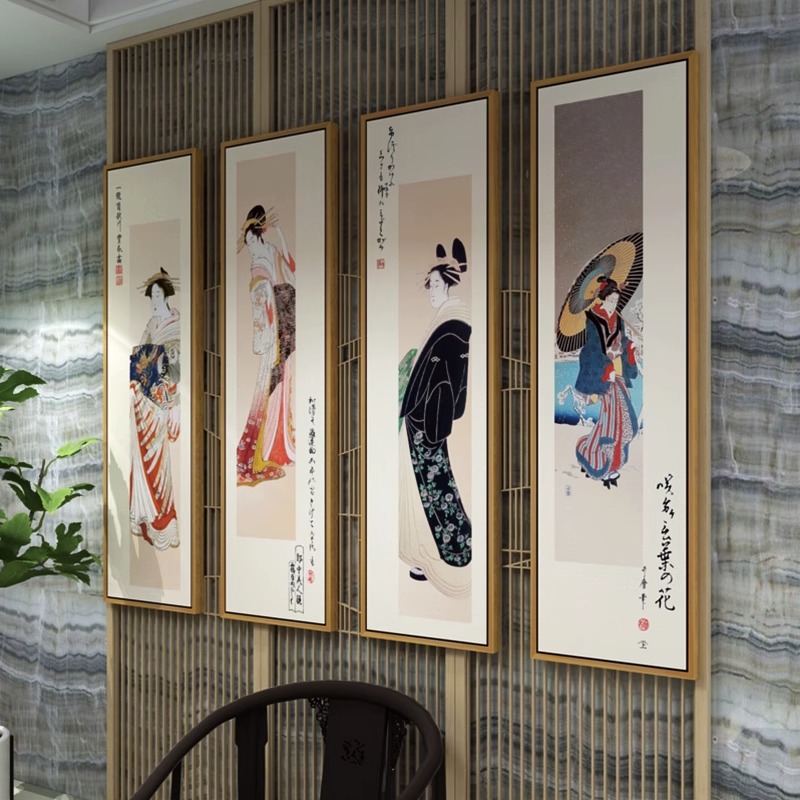仕女图挂画日式风格浮世绘壁画禅意客厅日料店玄关日本和风装饰画
