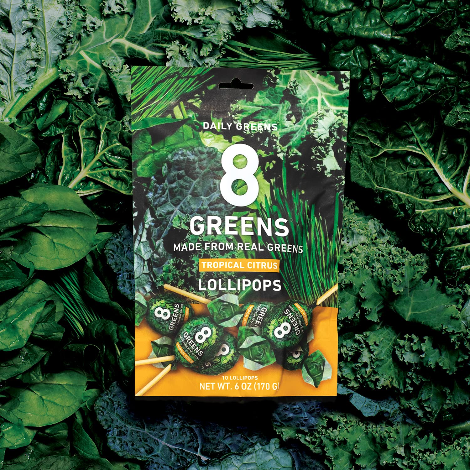 8Greens - 8种纯天然绿色植物棒棒糖 儿童成人补充健康零食 10支
