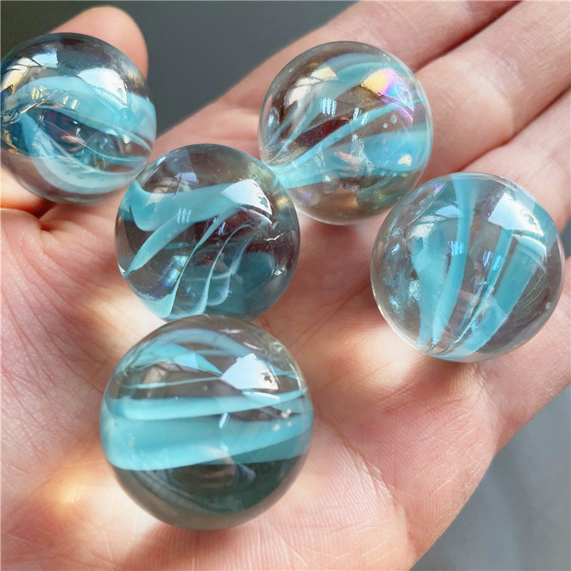22MM唯美天蓝色湖蓝色玻璃珠无孔玻璃球弹珠绿植栽培花瓶鱼缸装饰