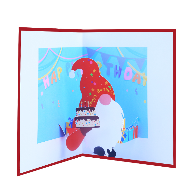 包邮创意儿童员工生日蛋糕会动3D立体贺卡可爱纸雕祝福小卡片礼物