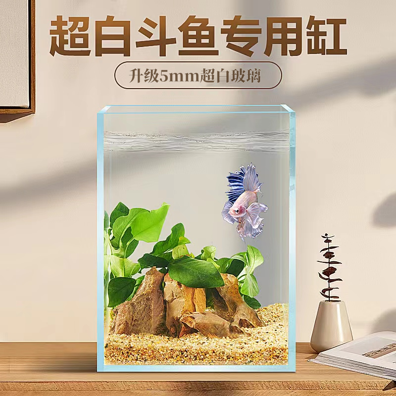 超白斗鱼专用缸玻璃鱼缸桌面生态水陆缸水族箱造景家用养鱼水草缸