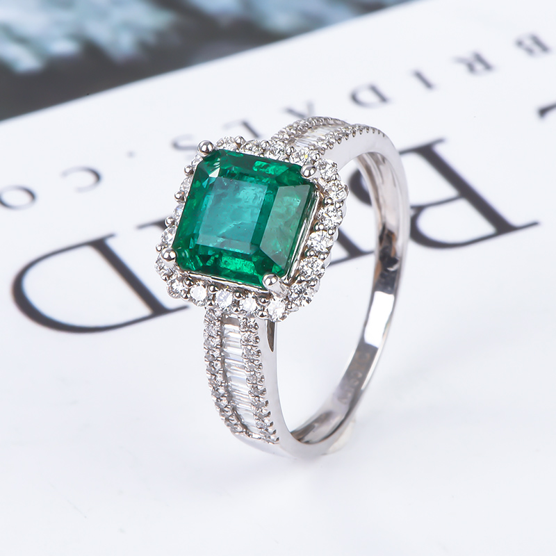 人气新品收藏级祖母绿戒指18K金镶嵌配南非钻石哥伦比亚木佐色