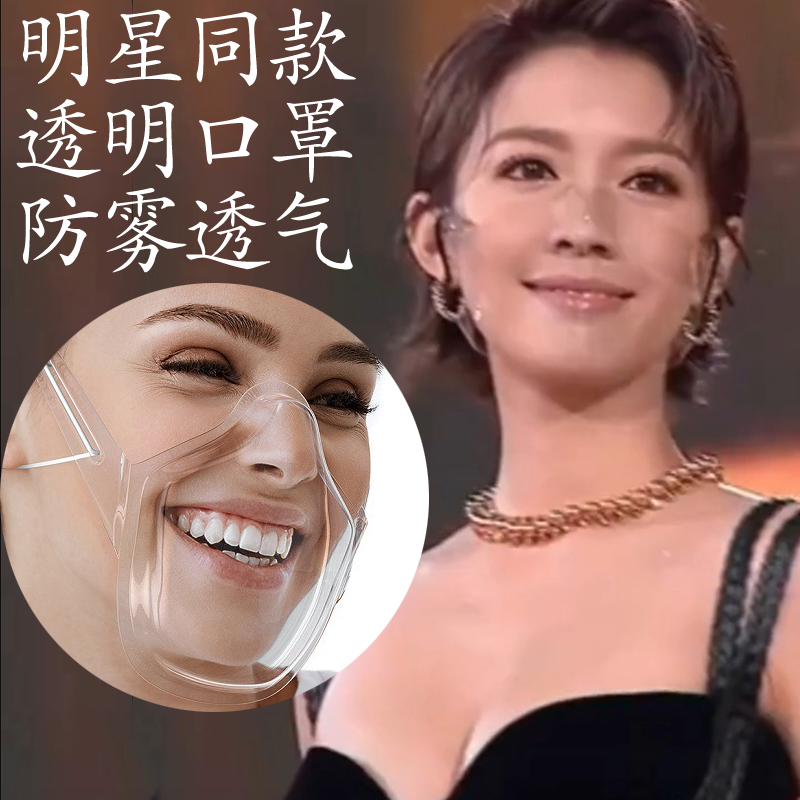 香港明星抖音tvb同款面罩暴防雾透明口罩男女唇语防护隔离PC高清