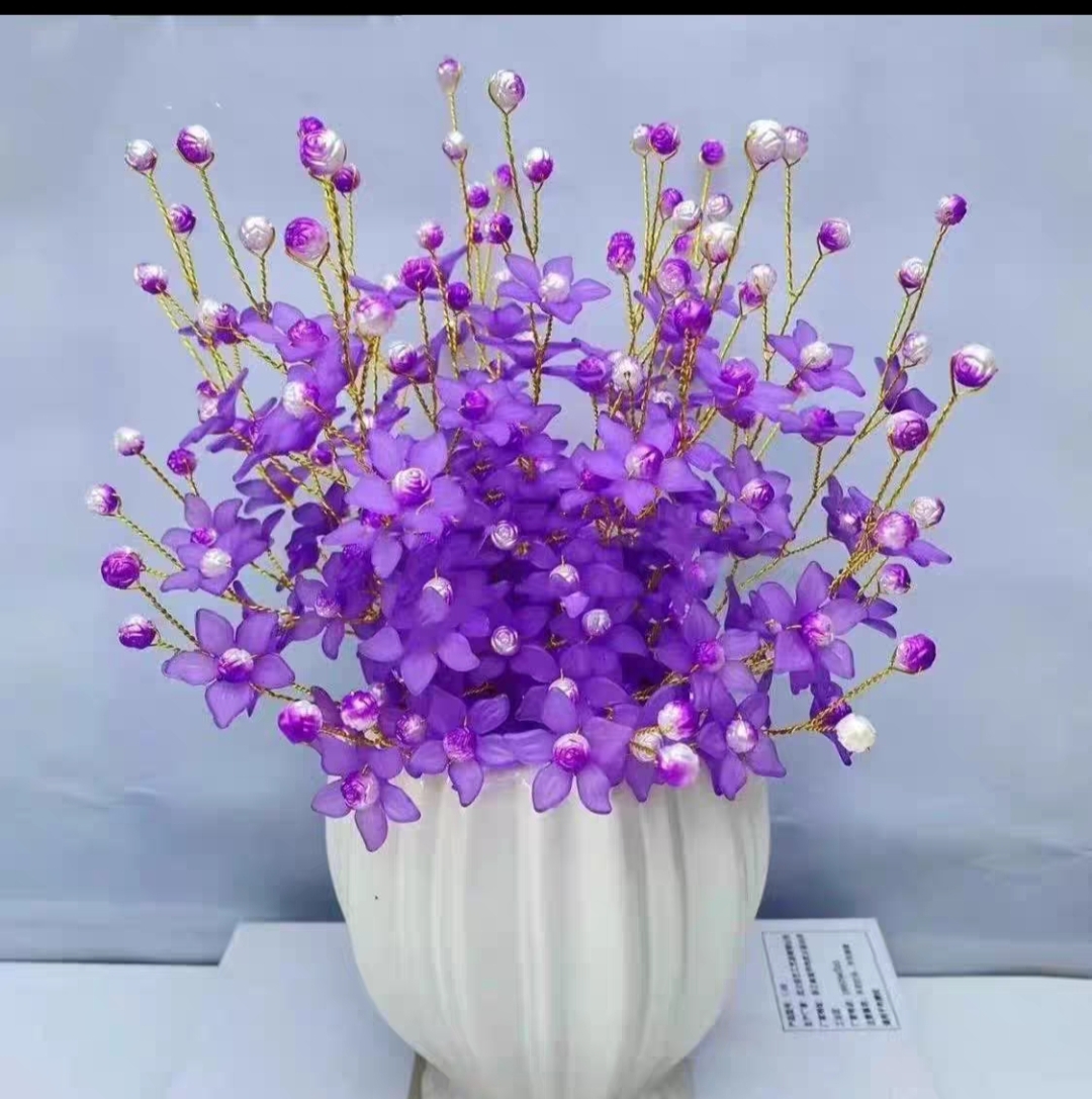 浪漫紫荆花材料包diy手工串珠五叶花瓣仿珍珠花满天星花束装饰品