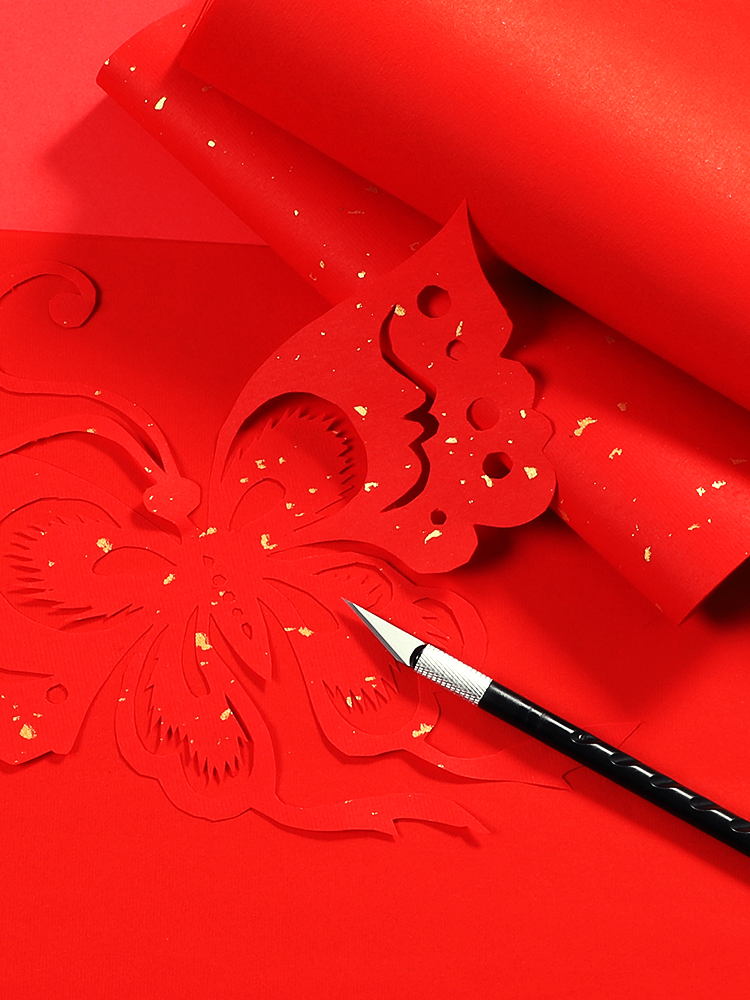 A3A4双面大红纸宣纸剪纸刻纸专用中国风传统文化窗花刻画专业套装
