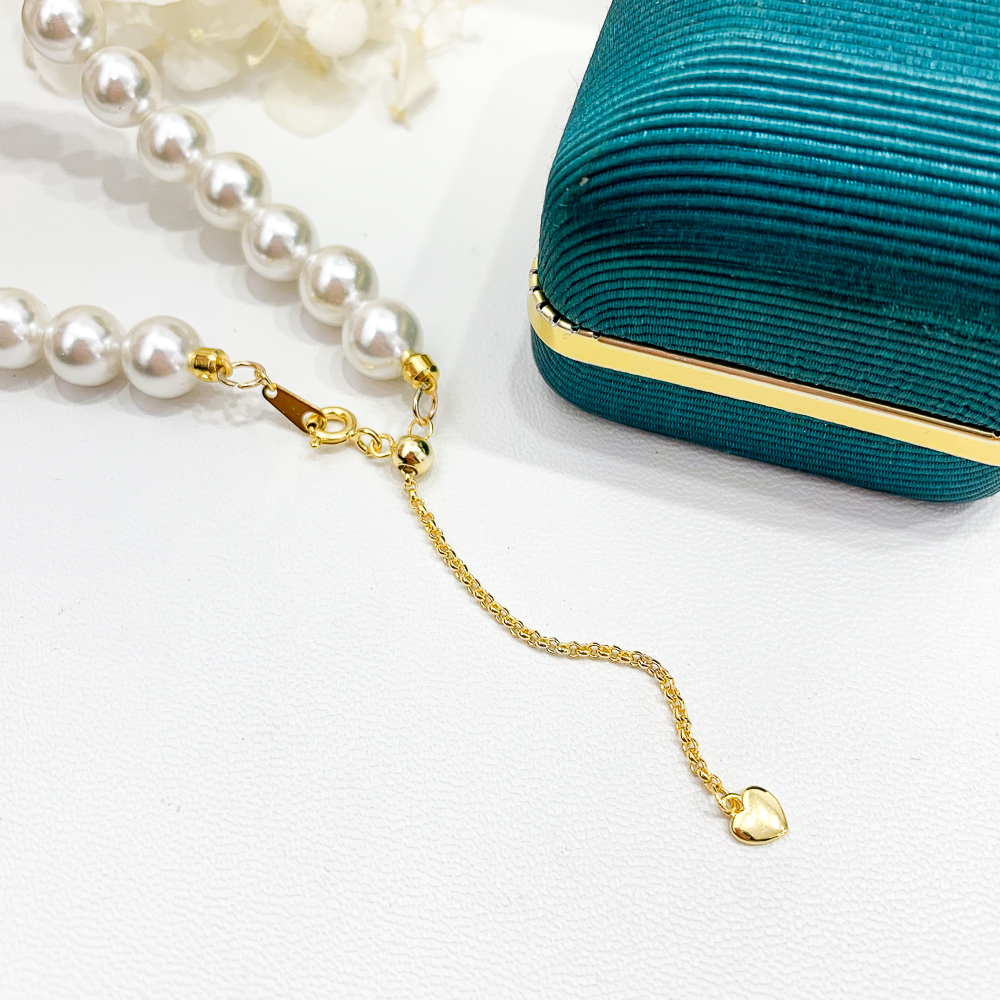 DIY珍珠小配件 S925 纯银单排扣项链扣金色银色 延长链手工串珠扣