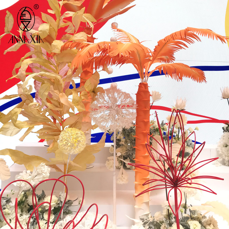婚庆布置道具热带植物手工定制卡纸棕榈树美陈橱窗发布会装饰纸花