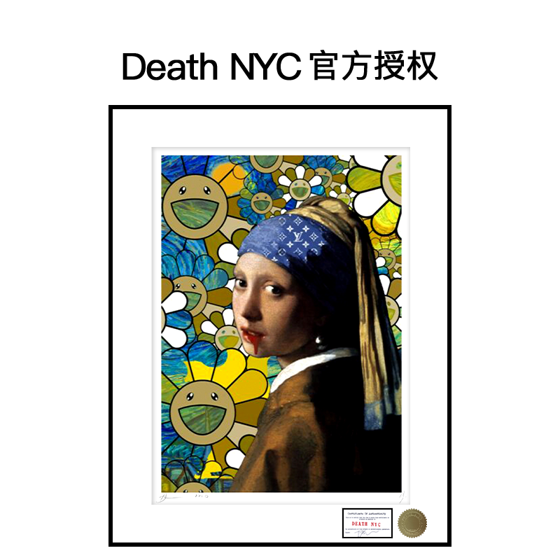 Death NYC官方授权限量亲签潮流版画戴珍珠耳环的少女 正品保真