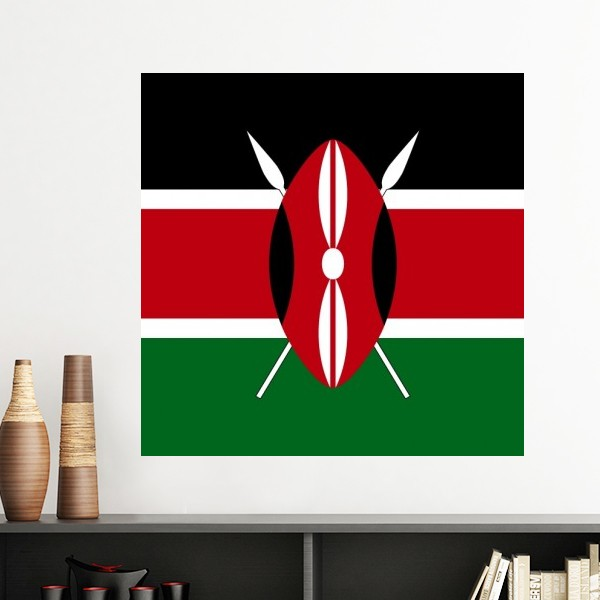 肯尼亚国旗非洲国家象征符号图案墙贴壁纸房间贴花