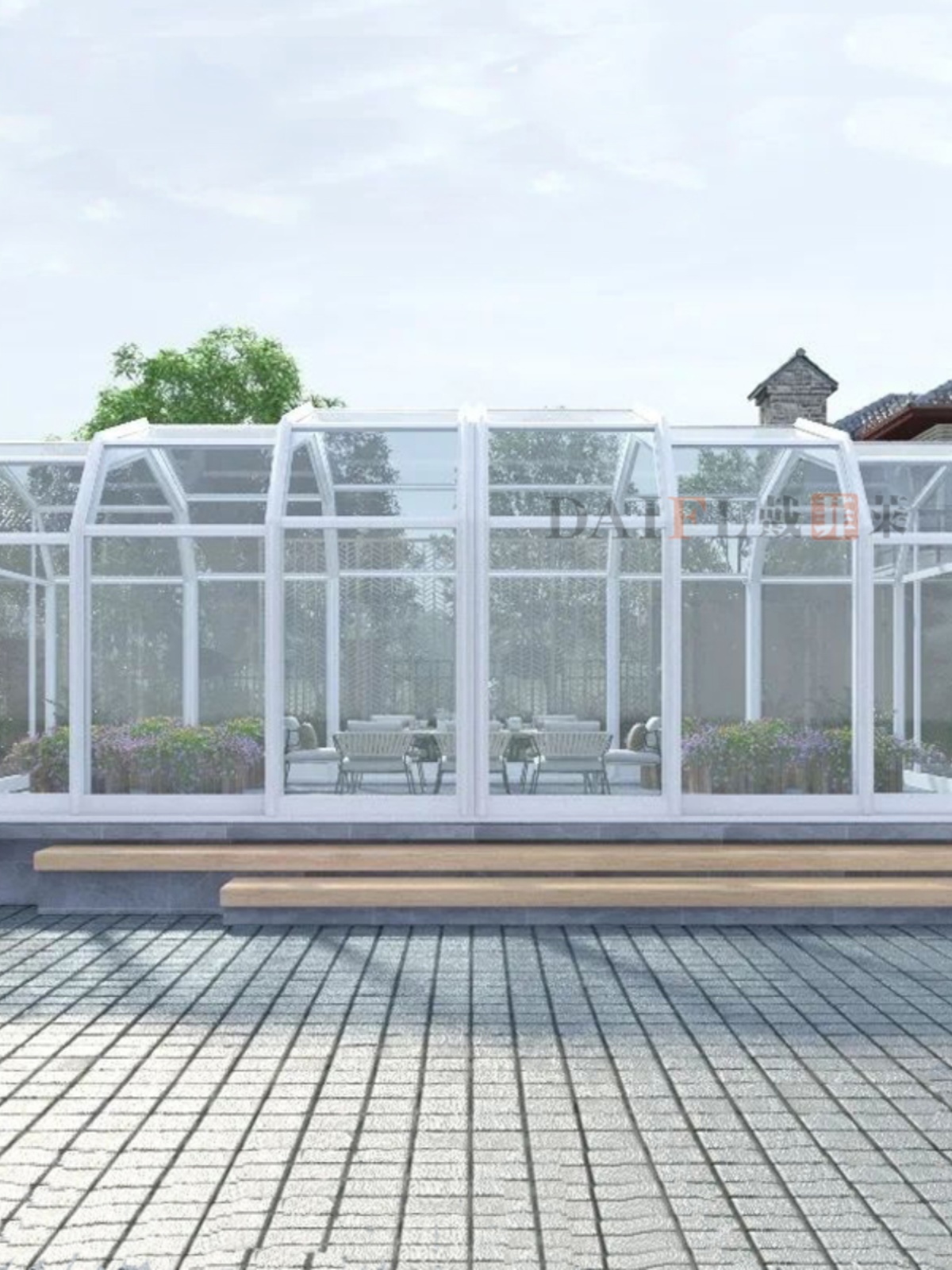上海浙江可移动阳光房露台别墅推拉式折叠铝合金电动伸缩玻璃房