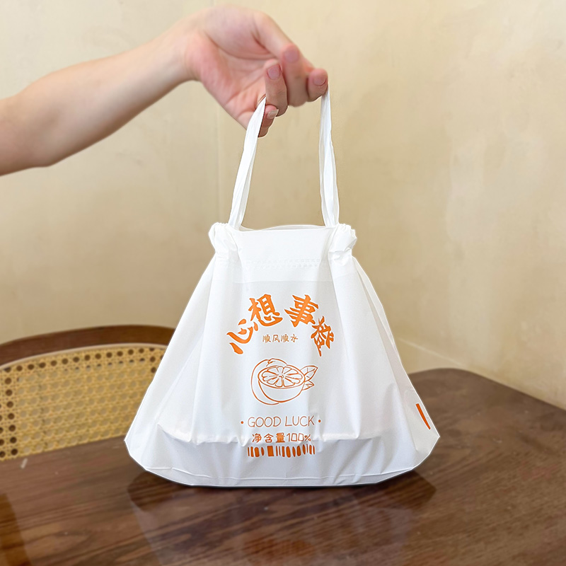 海南束口可降解抽绳袋拉拉袋塑料袋沙拉打包袋便当盒外卖手提袋子