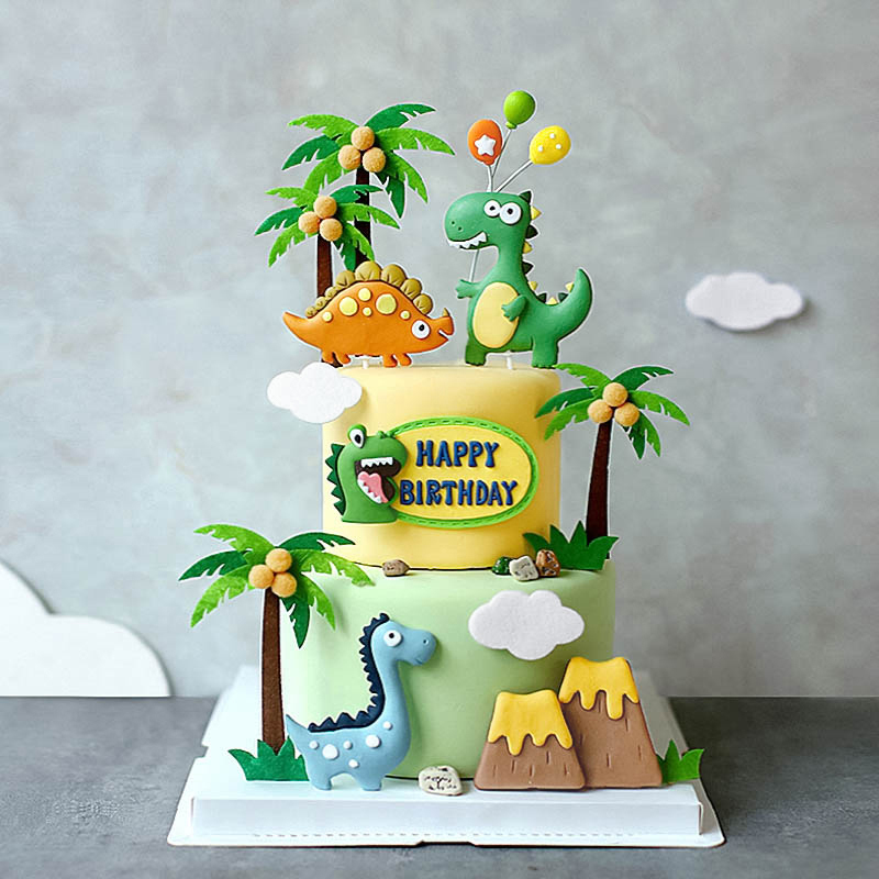 烘焙蛋糕装饰 原创儿童暴龙剑龙长颈龙恐龙宝宝男孩生日蛋糕装扮