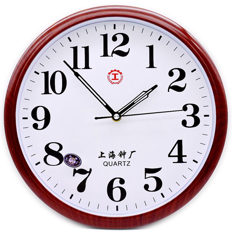 上海工字圆形钟表静音节能挂钟时尚简约大字体石英钟客厅卧室教室