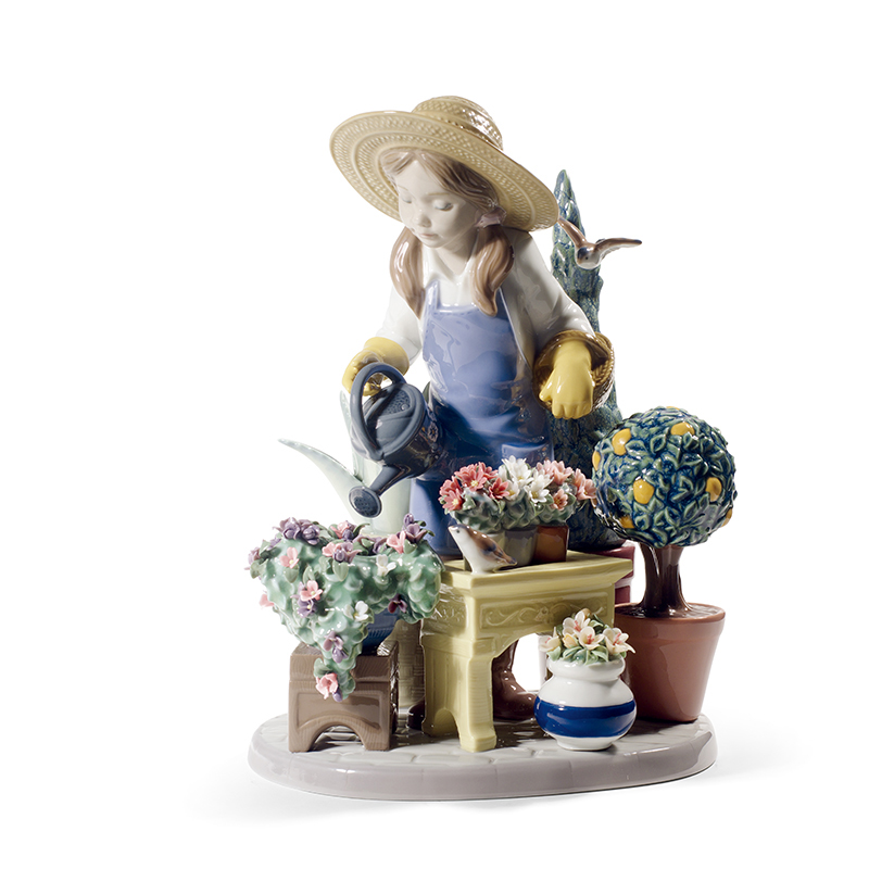 雅致Lladro 西班牙国宝艺术品陶瓷器摆件家居饰品 我的小小花园F