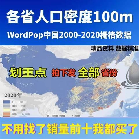 中国各省2000-2020逐年人口密度数据100m分辨率World Pop人口gis