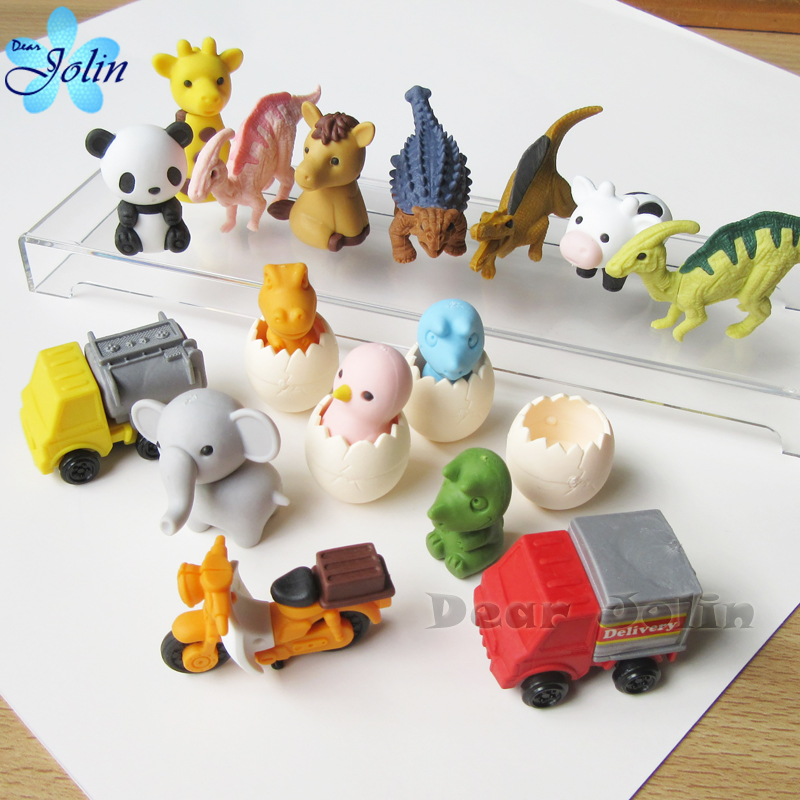 日本产IWAKO岩泽儿童趣味橡皮擦3D造型可拆拼装 恐龙汽车蔬菜动物