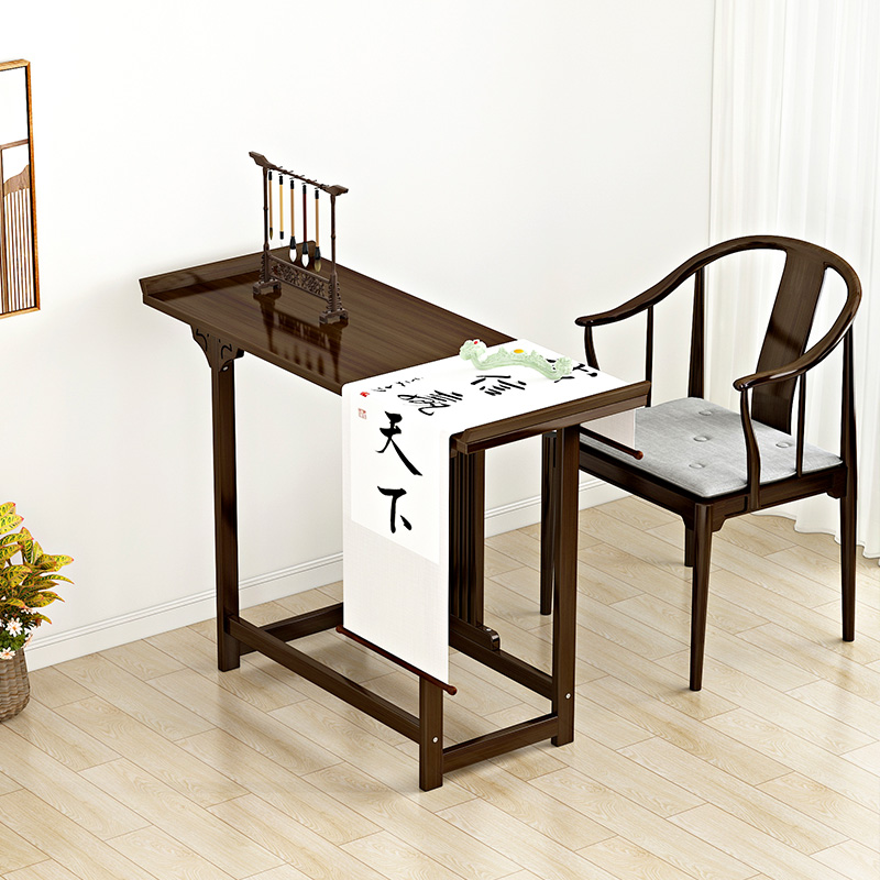 餐书桌一体轻奢现代客厅大长书房书法中式极简设计非实木简约家用