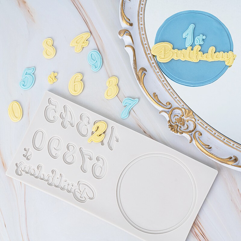 生日快乐翻糖硅胶模具英文字母数字巧克力工具烘焙蛋糕装饰摆件