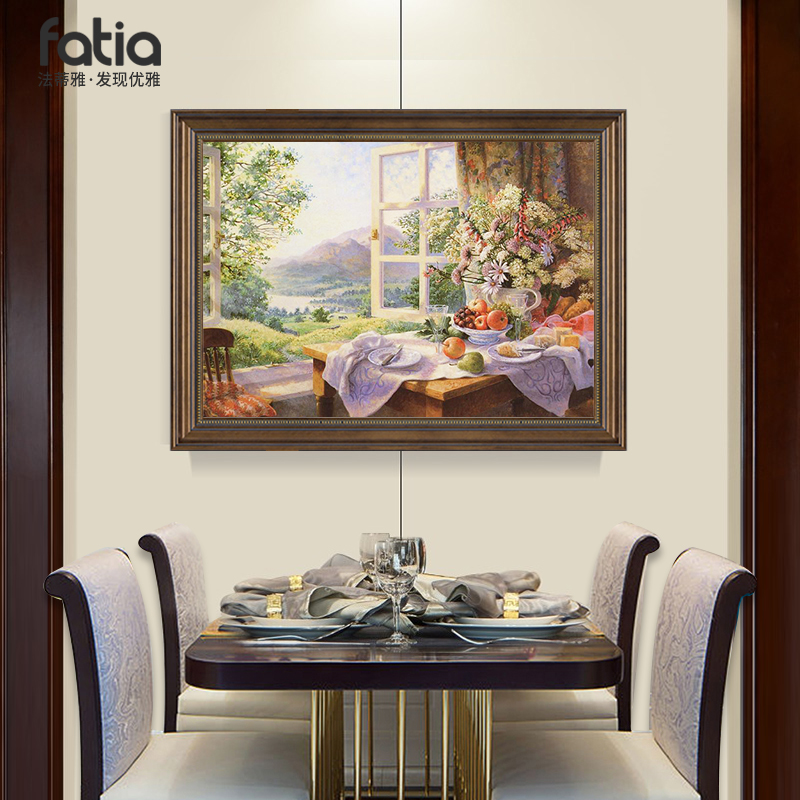 美式餐厅装饰画欧式风格高级感挂画餐桌壁画水果手绘油画玄关画