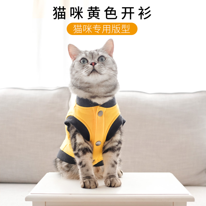猫咪专用猫衣服冬装开衫背心黄色英短美短小猫防掉毛宠物冬季冬天