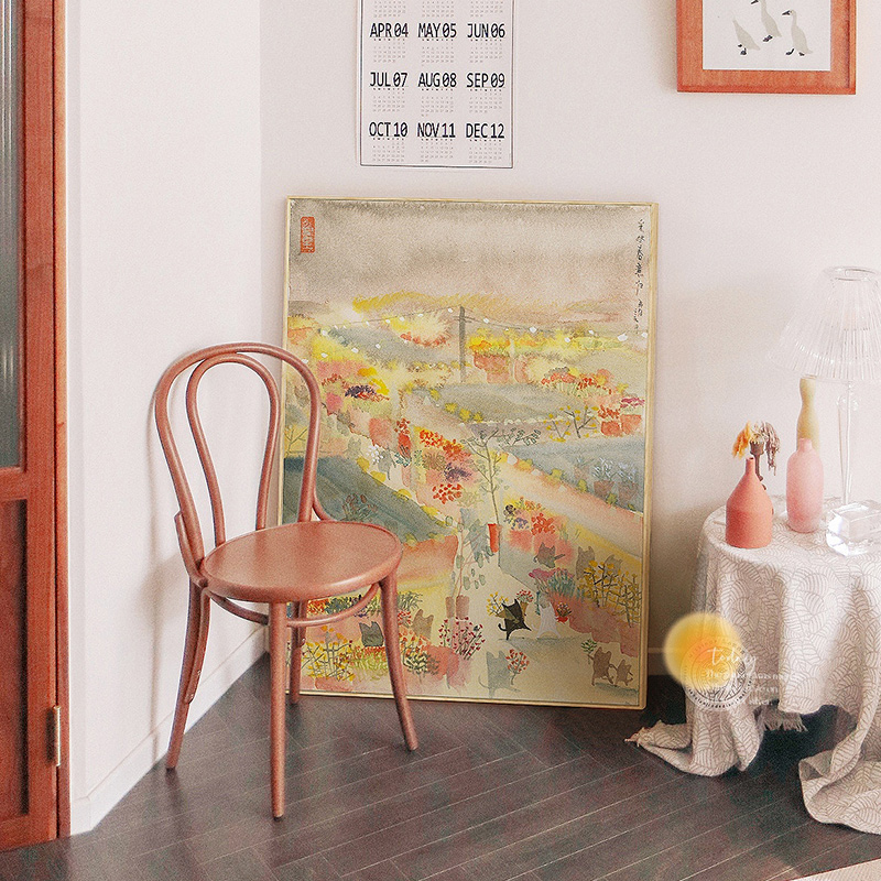 【艺术家张乐陆联名款】日式原木风客厅沙发背景墙装饰画玄关挂画