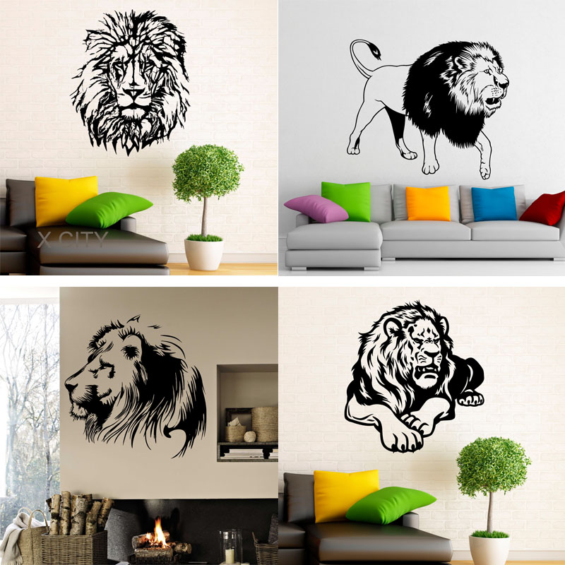 狮子头像贴画非洲雄狮Lion贴纸创意动物王者客厅背景装饰墙贴自粘