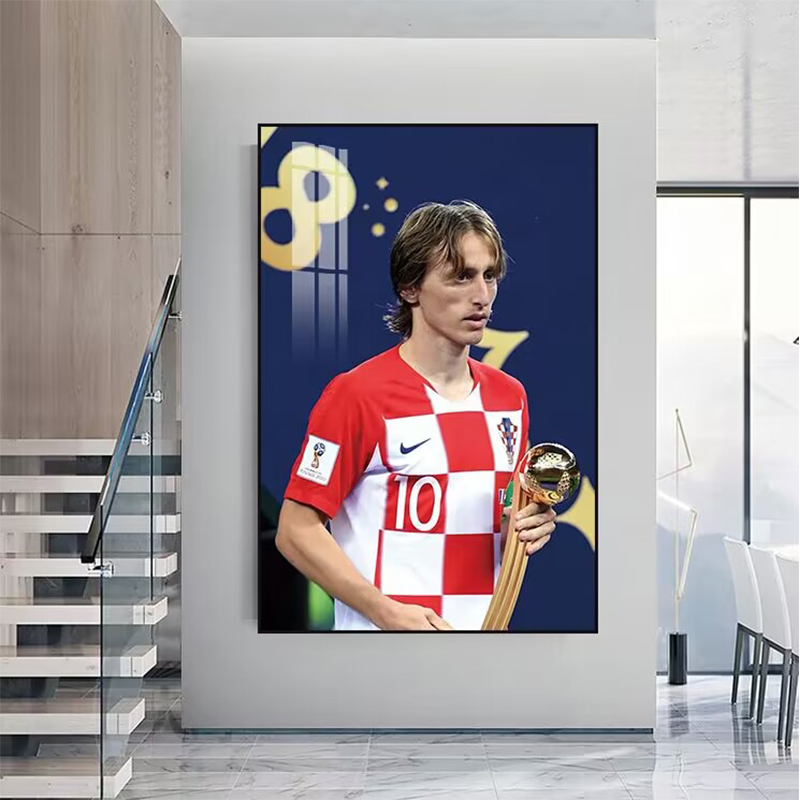 莫德里奇客厅背景墙装饰画玄关过道壁画世界杯足球明星卧室挂画