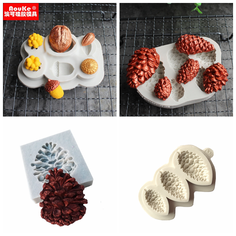 榛子松果坚果硅胶模具巧克力翻糖蛋糕硅胶模具黏土石膏制作模具