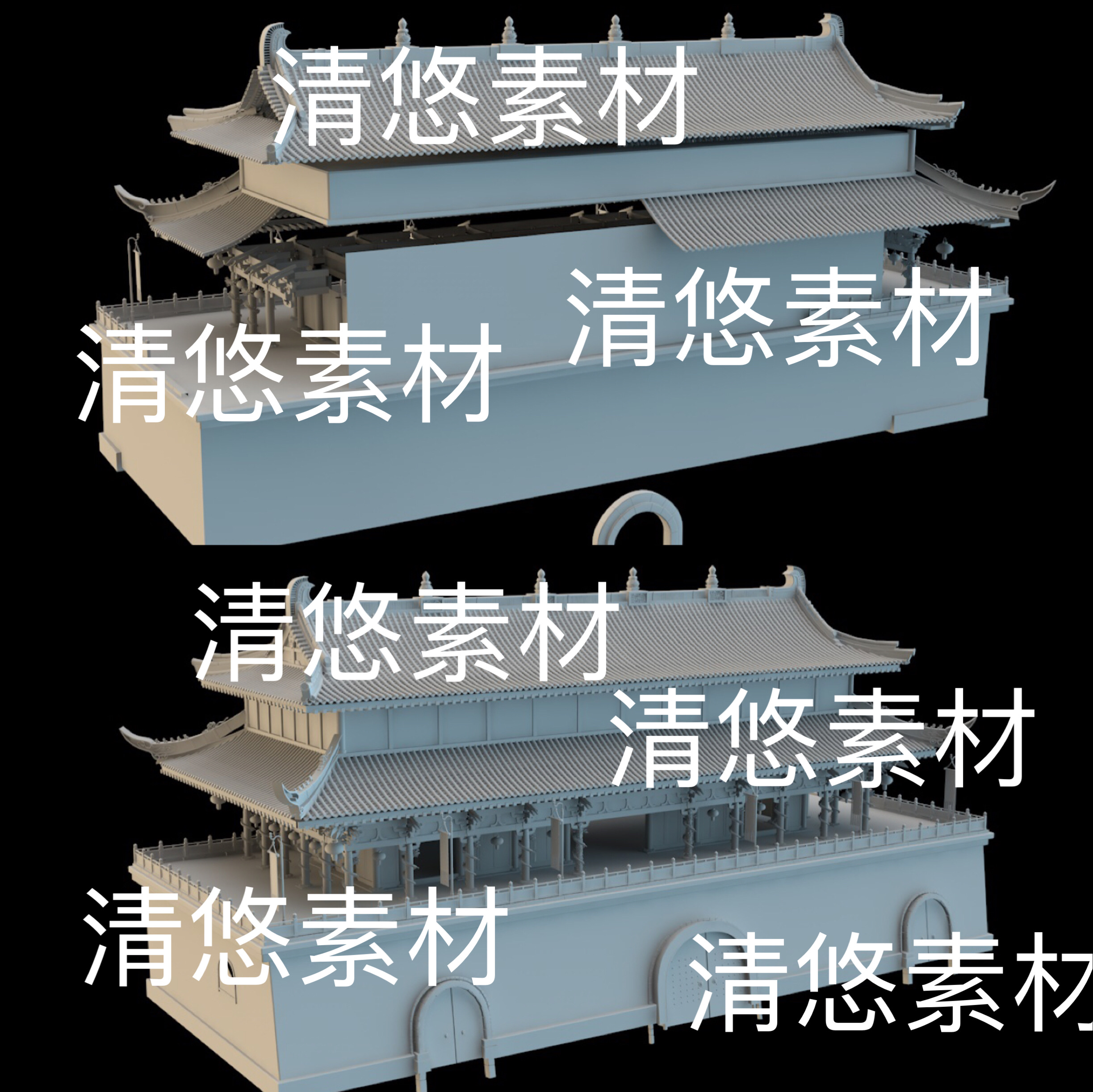 3dmax c4d fbx obj 3ds格式中国风古建筑皇宫正门文件 非实物B609
