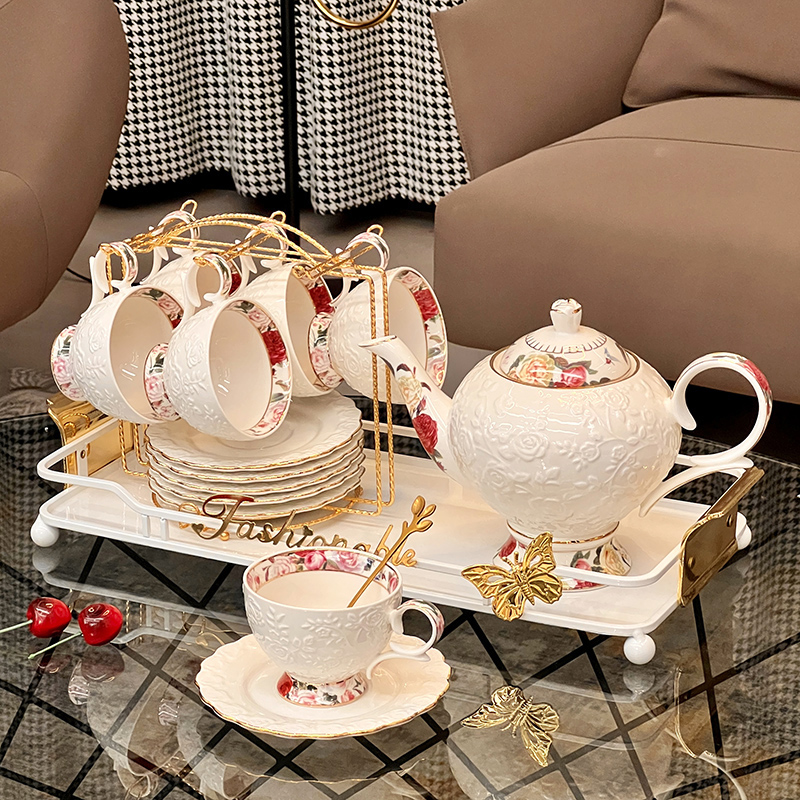 启派英式下午茶壶套装轻奢高档法式花茶杯子杯具茶具茶杯带把耐热