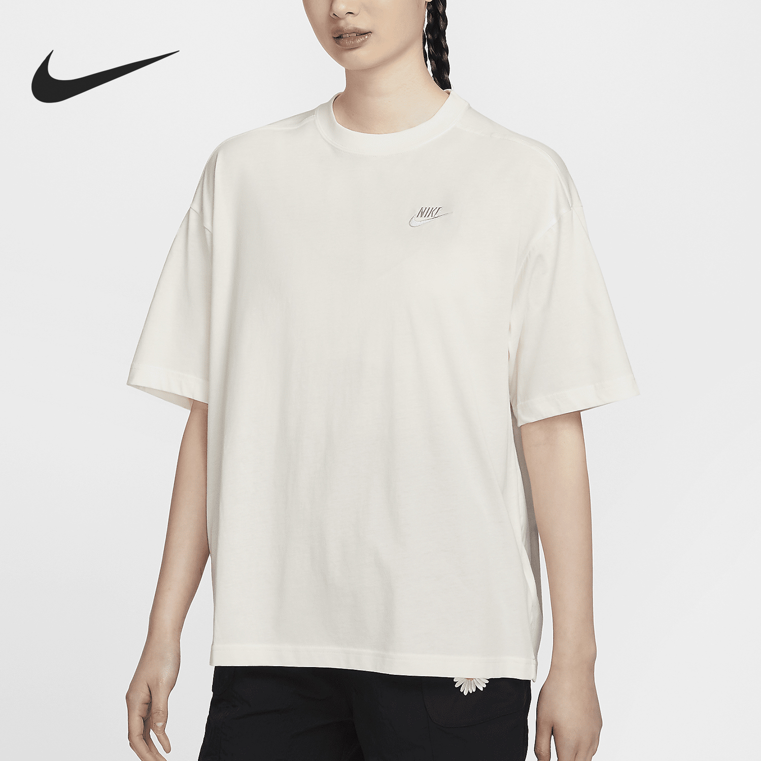 Nike/耐克正品Sportswear女士简约刺绣标志短袖T恤HJ9427-133