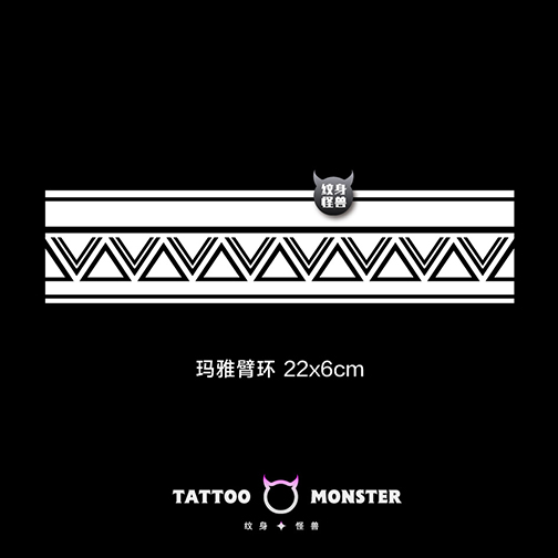 纹身怪兽草本纹身贴玛雅图案几何臂环防水女持久男半永久手臂花臂