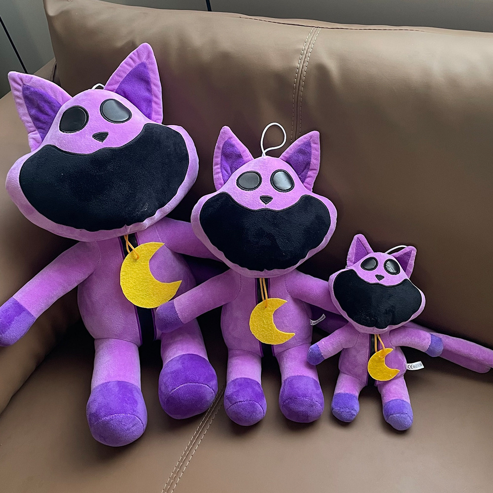 smiling critters恐怖微笑动物大嘴紫猫毛绒玩具瞌睡猫怪物玩偶