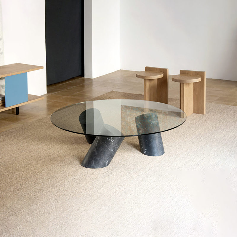 北欧创意极简设计师大理石圆柱茶几Tea table网红客厅样板房定制