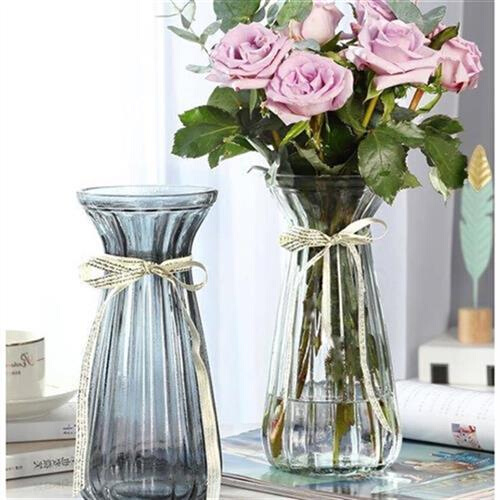 透明水晶玻璃花瓶大码彩色养家用的竹子客厅插百合花富贵竹瓶子放