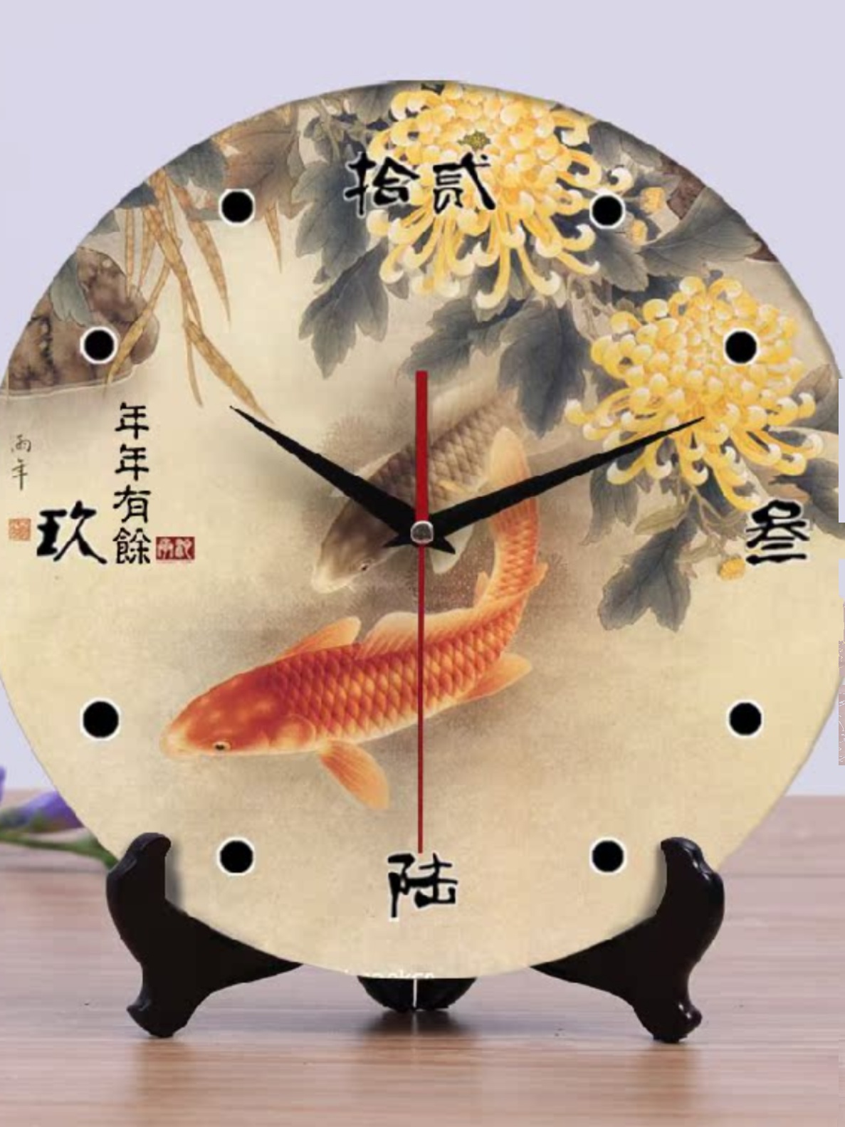 中国风中式客厅陶瓷静音座钟装饰摆件挂座两用12寸时钟表台钟