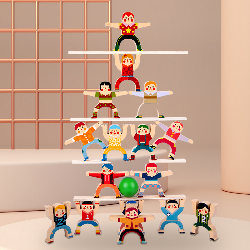 大力士平衡叠叠高积木叠罗汉早教具益智力亲子互动玩具人偶叠叠乐