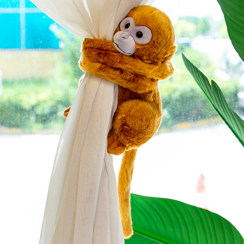 卡通可爱金丝猴毛绒玩具抱窗帘捆绑带子猩猩猴子玩偶布娃娃礼物女