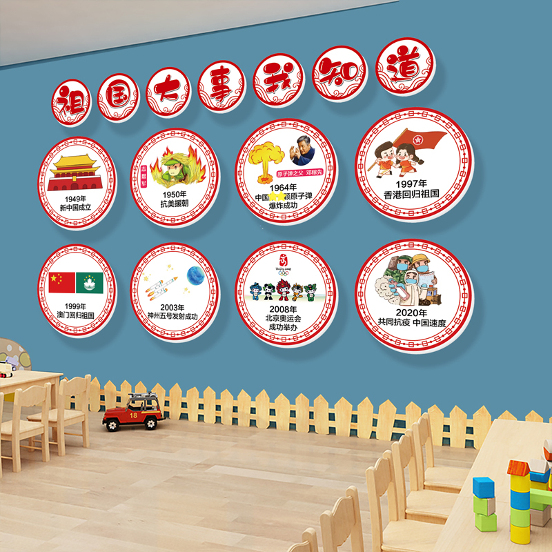 学校幼儿园爱国教育红色主题文化墙环创 小学教室布置3d立体墙贴