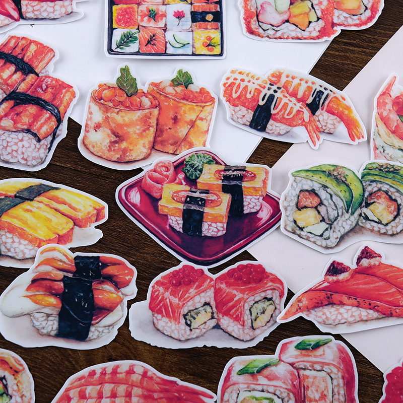 手账贴纸 手帐本自制美食贴纸素材 可爱日系手机装饰小图案 寿司