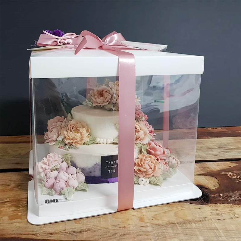 超高6寸8寸10寸单层双层三合一透明气球翻糖生日蛋糕盒烘焙包装盒