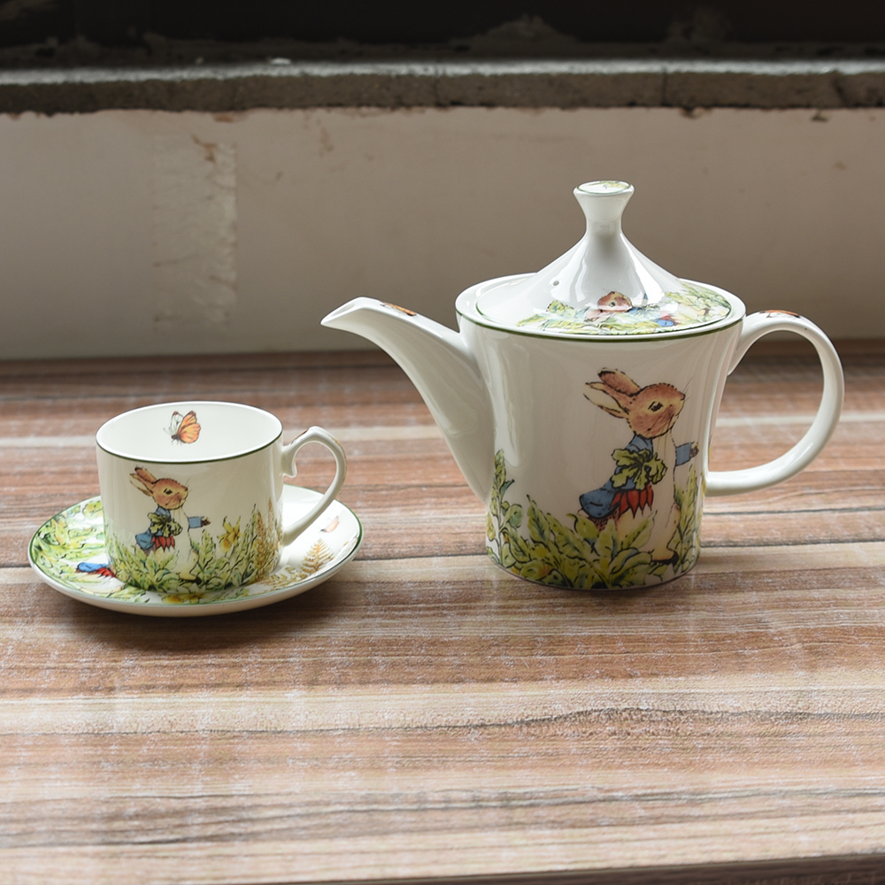 骨瓷创意兔子卡通红茶咖啡下午茶具欧式陶瓷办公室杯碟茶壶礼品