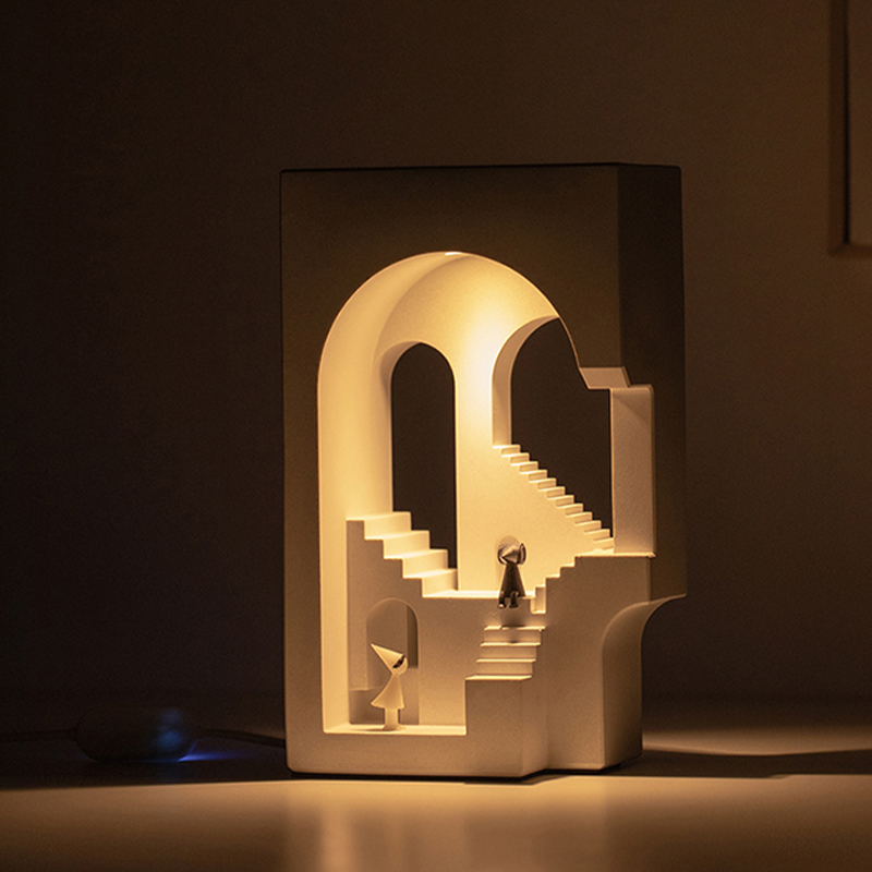 纪念碑谷水泥台灯治愈系摆件高级感氛围设计师创意礼物建筑小夜灯
