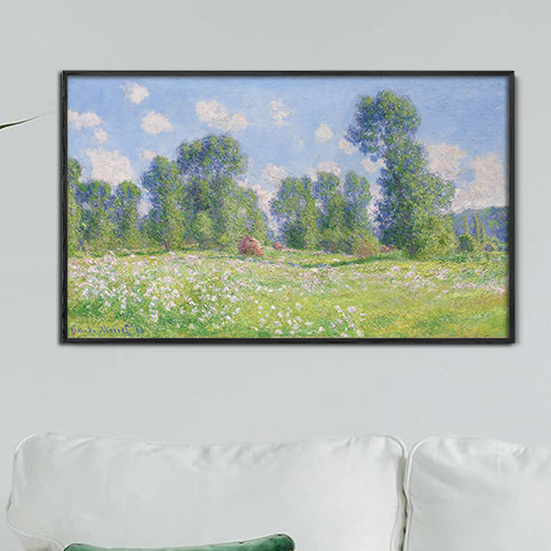 莫奈吉维尼的春天纯棉油画布画芯喷绘印制无框书房客厅风景装饰画