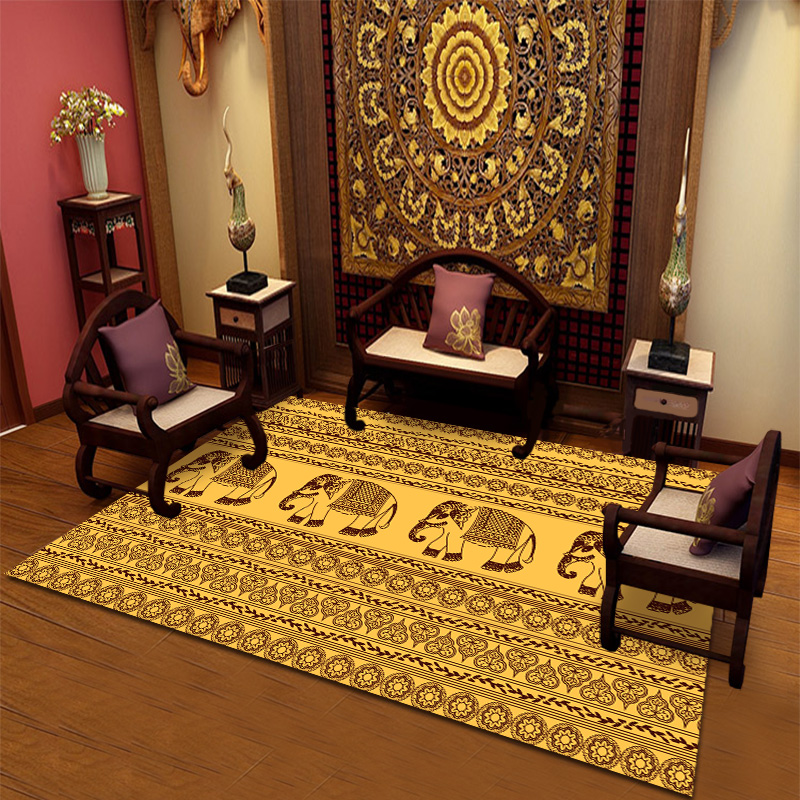 东南亚复古泰式大象地毯客厅卧室床边茶几毯地垫足疗店按摩店酒店