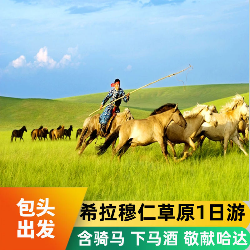 内蒙古包头旅游希拉穆仁草原1日游含骑马下马酒仪式品特色餐