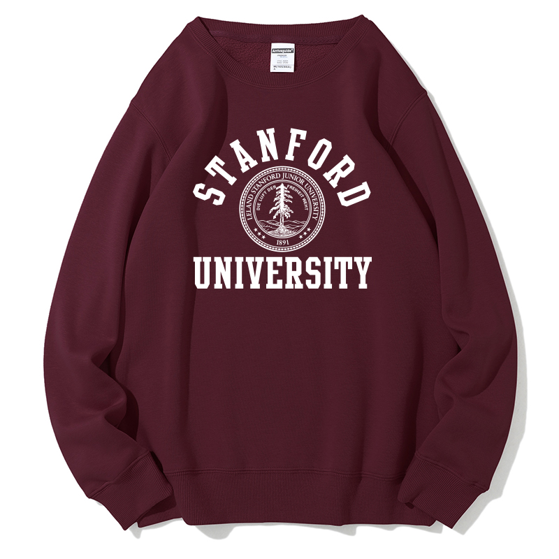 斯坦福大学校徽圆领套头加绒宽松史丹福卫衣STANFORD染谷将太同款
