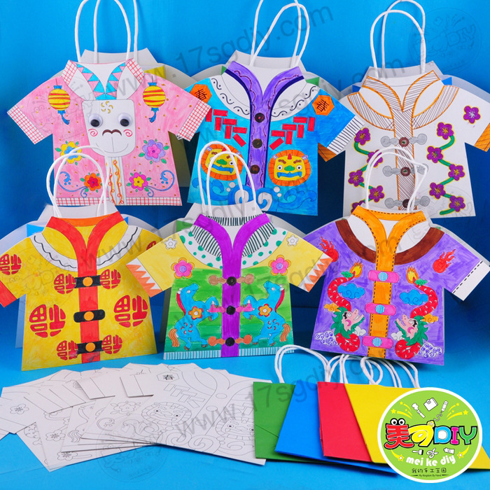 新年春节元宵兔年礼物手工diy绘画中国服装美术制作材料包幼儿园